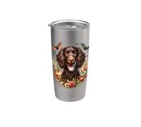American Water Spaniel Dog Halloween Acuarela Obra de arte Vaso térmico de acero inoxidable de doble pared