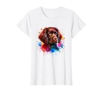 American Water Spaniel Dog Sporting Group Obra de Arte Camiseta gráfica económica, Mujer, Blanco, XS