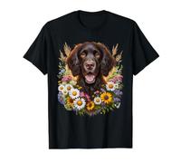 American Water Spaniel Dog Summer Daisy Wildflowers Obra de Arte Camiseta gráfica económica, Hombre, Negro, M