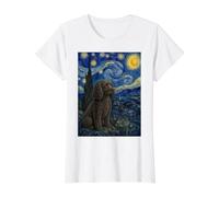 American Water Spaniel Dog Van Gogh Noche Estrellada Camiseta gráfica económica, Mujer, Blanco, S