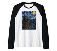 American Water Spaniel Dog Van Gogh Noche Estrellada Camiseta Manga Raglan