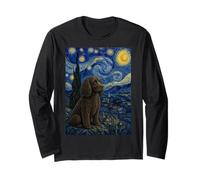 American Water Spaniel Dog Van Gogh Noche Estrellada Manga Larga