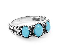 American West. Anillo de la amistad en plata de ley con 3 piedras preciosas, tallas (ES) 9-22, piedras preciosas disponibles en ocho colores diferentes.