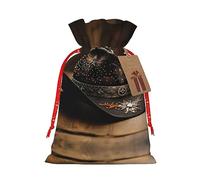 American West Rodeo Hat 1 bolsa de Navidad con cordón de 8.3 x 11.8 pulgadas, bolsa robusta para regalos y artículos esenciales de uso diario