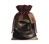 American West Rodeo Hat 1 bolsa de Navidad con cordón de 8.3 x 11.8 pulgadas, bolsa robusta para regalos y artículos esenciales de uso diario
