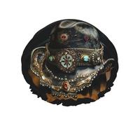American West Rodeo Hat Print - Gorro de ducha impermeable de doble capa para mujeres y hombres, reutilizable, banda elástica