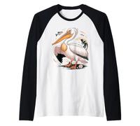 American White Pelican Sea Bird Birder Camiseta Manga Raglan