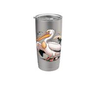 American White Pelican Sea Bird Birder Vaso térmico de acero inoxidable de doble pared