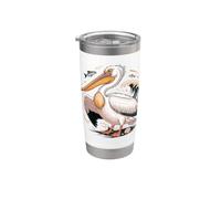 American White Pelican Sea Bird Birder Vaso térmico de acero inoxidable de doble pared