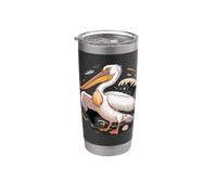 American White Pelican Sea Bird Birder Vaso térmico de acero inoxidable de doble pared