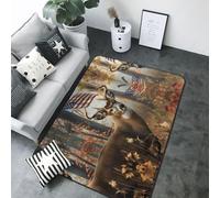 American Wildlife - Alfombras de área de bosque de ciervos para sala de estar, dormitorio, decoración estética, 5 x 7 pulgadas, suave, lavable, alfombra antideslizante