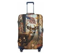 American Wildlife - Fundas protectoras elásticas para equipaje de viaje con ciervos y bosques de 45,7 a 81,3 cm, Black, L