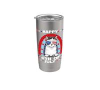 American Wirehair Cat Happy 4th Of July Patriotic Cats Lover Vaso térmico de acero inoxidable de doble pared