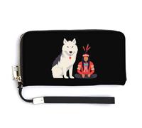 American Wolf - Cartera larga de piel para mujer, tarjetero, bolso de mano