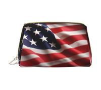 Americana bandera ciervos impresión bolsas de cosméticos, bolso de cuero pequeño para cartera, bolsa de cosméticos, bolso de cosméticos para mujeres viaje, Bandera americana, One size
