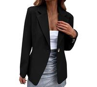 Americana de verano para mujer, color negro, ligera, larga, entallada, elegante, informal, deportiva, larga, moderna, para mujer, color negro, Negro , S