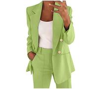Americana de verano para mujer, ligera, larga, de verano, ligera, de entretiempo, elegante, moderna, entallada, con botones, verde, XXL