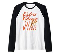 Americana Extra Cheese Pepperoni Pizza Estilo Nueva York Retro Camiseta Manga Raglan