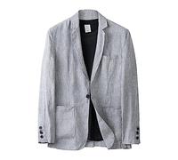 Americana Hombre Blazer Lino Casual Chaqueta De Traje Ligera Transpirable Un Botón Corte Holgado Cómoda Para Primavera Verano Diario Fiesta