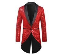 Americana Hombre Slim Fit, Chaqueta de Etiqueta para Hombre Traje de Gala Elegante Abrigo de con Lentejuelas Tuxedo Masculino