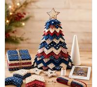 Americana - Kit de edredón de árbol de Navidad, kit de costura de retazos para manualidades, decoraciones de árbol de Navidad, decoración rústica vintage, ideal para principiantes, regalo de