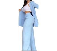 Americana Negra Mujer - Blazer Mujer Invierno Tweed - El Temperamento De Las Mujeres Del Verano 2024 Elegante Traje De Solapa De Manga Con Abertura De Color Sólido Pantalones Rectos Traje De Mujer