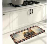 Americana - Tapetes de cocina vintage para suelo, diseño rústico de camiones y estrellas, acolchado de verano, cómodo, lavable, decoración para fregaderos de cocina, lavandería, baño, 16 x 47 pulgadas