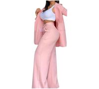 Americanas Mujer Modernas - Chaqueta Blazers Mujer - El Temperamento De Las Mujeres Del Verano 2024 Elegante Traje De Solapa De Manga Con Abertura De Color Sólido Pantalones Rectos Traje De Mujer