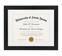 Americanflat 11x14 Diploma Frame with Shatter-Resistant Glass - Use as 8.5x11 Frame with Mat or Display 11x14 Documents Without Mat - Legacy Collection - Certificate Frames for Wall Display - Black