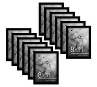 Americanflat 12 Unidades Marcos de Fotos de A4 en Negro - Marcos de Galería con Plexiglás Pulido y Pie - Marcos para Fotos Pared y Mesa