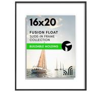 Americanflat 16x20 Floating Picture Frame with Shatter-Resistant Glass - Fits 11x14 Photos or Smaller- Slide-in Photo Frame - Fusion Float Collection - Floating Frame for Wall Display - Black