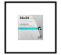 Americanflat 24x24 Picture Frame with Polished Plexiglass - Use as 12x12 Frame with Mat or Display 24x24 Photo Without Mat - Streamline Collection - Thin Border Square Frames for Wall Display - Black