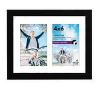 Americanflat 4x6 Double Picture Frame with Shatter-Resistant Glass - Fits Two 4x6 Photos or Use as One 8x10 Picture Frame - Signature Collection - Collage Frames for Tabletop and Wall - Black