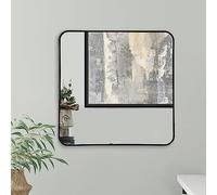 Americanflat 61 cm Espejo Cuadrado con Marco Negro Decorativo para Salón, Recibidor, Dormitorio - Espejo Baño con Cristal Resistente y Esquinas Redondeadas