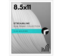 Americanflat 8.5x11 Picture Frame with Shatter-Resistant Glass - Streamline Collection - Thin Border Photo Frame for Tabletop and Wall Display - Hanging Hardware and Easel Stand Included - White