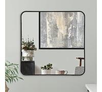 Americanflat 81 cm - Espejo Cuadrado con Marco Negro y Esquinas Redondeadas - Espejo de Pared Moderno para Baño Cuerpo Entero, Espejo de Tocador Negro para Dormitorio
