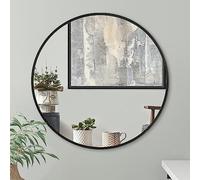 Americanflat 81 cm - Espejo Redondo de Pared - Espejo Decorativo para Baño, Recibidor, Tocador y Salón - con Marco de Aluminio Portátil, Negro