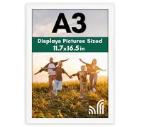 Americanflat A3 Marco de Fotos - MDF Madera de Color Blanca con Cristal Irrompible y Accesorios para Colgar - Marco Fotos Pared con Visualización Horizontal o Vertical