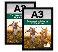 Americanflat A3 - Marco de Fotos, MDF Madera de Color Negro - Marco para Cuadros Personalizados de Pared - Juego de 2 Unidades
