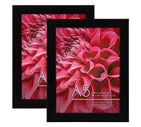 Americanflat A5 Marco de Fotos - MDF Madera Negra - Marco para Cuadros Personalizados de Pared 14,8 x 21 cm - Juego de 2 Unidades