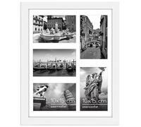 Americanflat Collage de Marco de Fotos 10x15 cm en Blanco - Portafotos Multiple 28x36 cm para 5 Fotos 10x15 cm en Pared - MDF con Vidrio Resistente a los Golpes