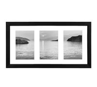 Americanflat Collage de Marco de Fotos 10x15 cm en Negro - Portafotos Multiple 20x36 cm para 3 Fotos 10x15 cm en Pared y Mesa - MDF con Vidrio Resistente a los Golpes
