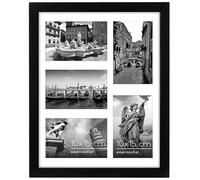 Americanflat Collage de Marco de Fotos 10x15 cm en Negro - Portafotos Multiple 28x36 cm para 5 Fotos 10x15 cm en Pared - MDF con Vidrio Resistente a los Golpes