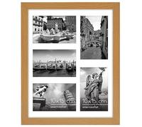 Americanflat Collage de Marco de Fotos 10x15 cm en Roble Oscuro - Portafotos Multiple 28x36 cm para 5 Fotos 10x15 cm en Pared - MDF con Vidrio Resistente a los Golpes