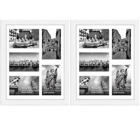 Americanflat Collage Marco de Fotos 28x36 cm - Marco con Paspartú per Cinco 10x15 cm Fotos o Marco de 28x36 cm Sin Paspartú - MDF Blanca con Vidrio Resistente, Juego de Marcos de Pared (Paquete de 2)