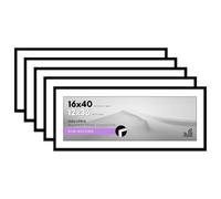 Americanflat Galleria Collection - Marco para póster de 16 x 40 pulgadas con plexiglás pulido, juego de 5 unidades, úsalo como marco de 12 x 36 pulgadas con paspartú o de 16 x 40 pulgadas sin