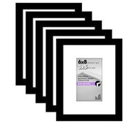 Americanflat Galleria - Juego de 5 marcos para fotos de 15,2 x 20,3 cm con plexiglás pulido, marco de 7,6 x 12,7 cm con paspartú o de 15,2 x 20,3 cm sin, para exhibición en mesa o pared, negro