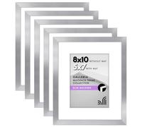 Americanflat Galleria - Juego de 5 marcos para fotos de 20,3 x 25,4 cm con plexiglás pulido, marco de 12,7 x 17,8 cm con paspartú o de 20,3 x 25,4 cm sin, para exhibición en mesa o pared, plateado