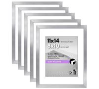 Americanflat Galleria - Juego de 5 marcos para fotos de 27,9 x 35,6 cm con plexiglás pulido, marco de 20,3 x 25,4 cm con paspartú o de 27,9 x 35,6 cm sin, para exhibición en pared, plateado