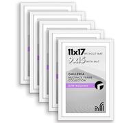 Americanflat Galleria - Juego de 5 marcos para póster de 27,9 x 43,2 cm con plexiglás pulido, marco de 22,9 x 38,1 cm con paspartú o de 27,9 x 43,2, cm sin, para exhibición en pared, blanco